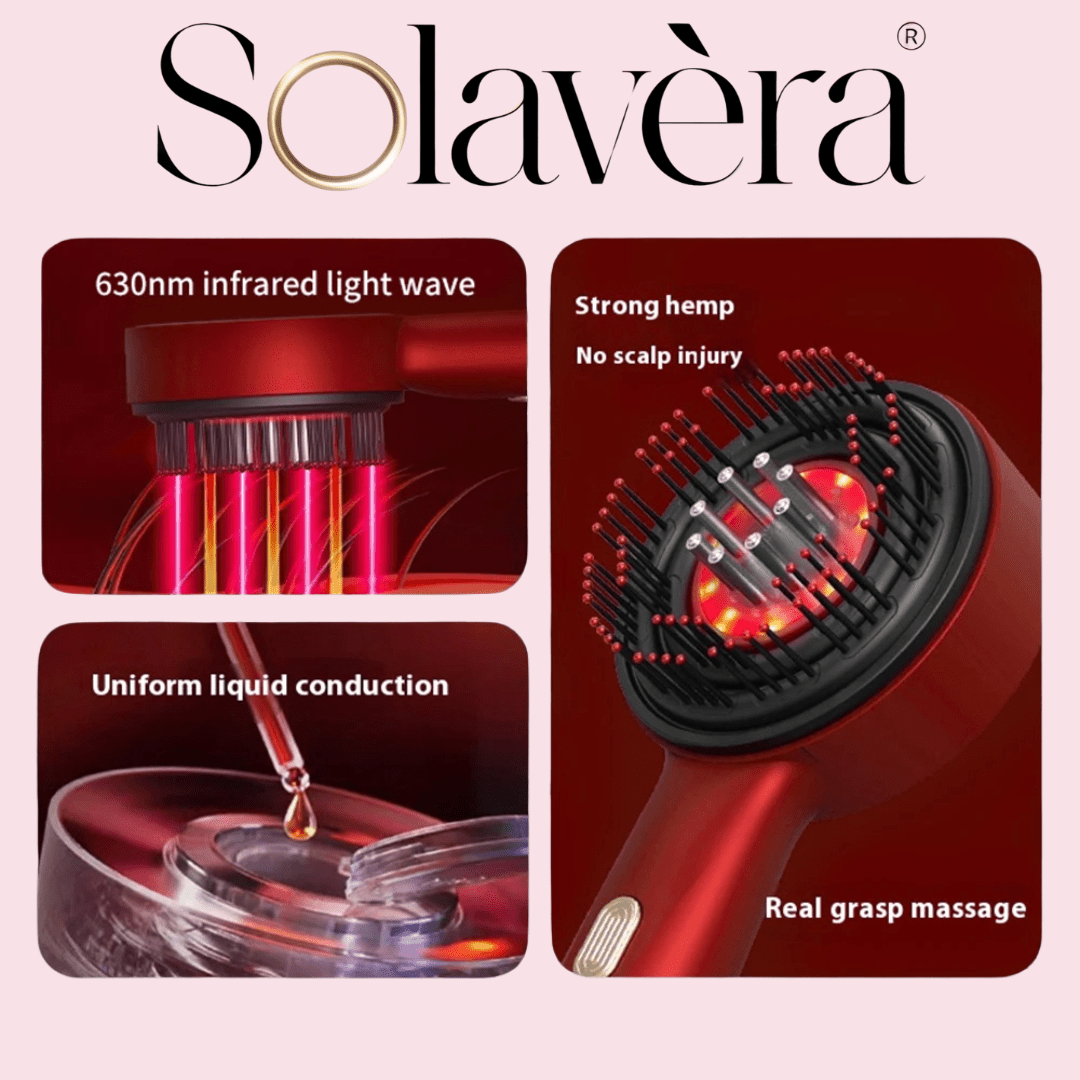 Solavèra Luxe Hair Revive™ - Red Light Therapy Oil Massager Brush for Scalp & Hair Health - SolavèraSolavèra